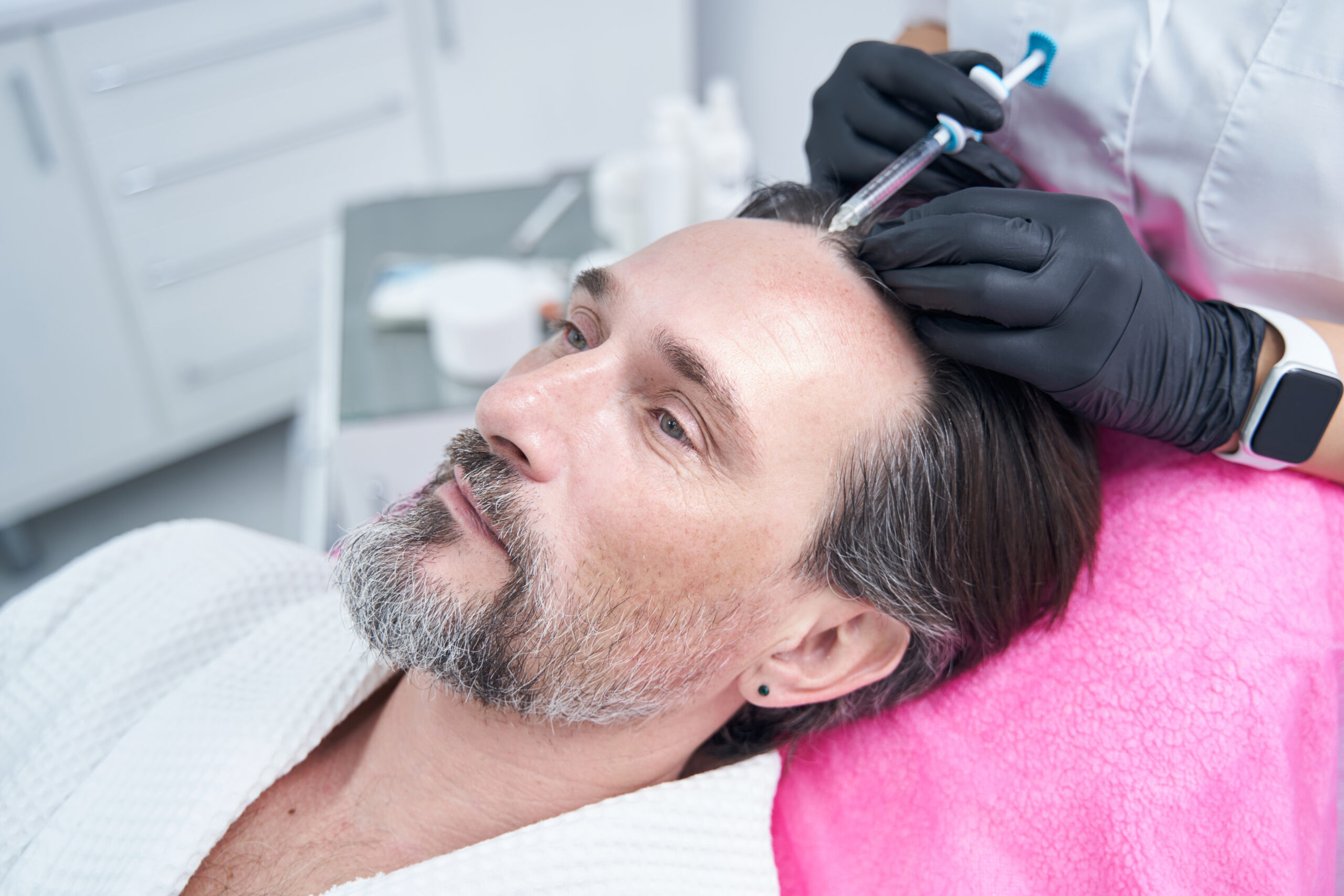 Focused photo on cosmetologist that doing mesotherapy Focused photo on cosmetologist that doing mesotherapy